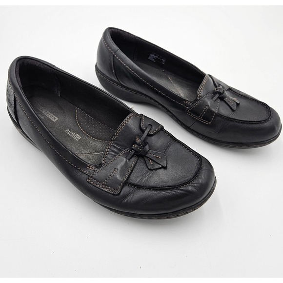 Clarks Collection Soft Cushion Black Ashland Bubble Loafer Wedge Heel Size 8 - Picture 6 of 11